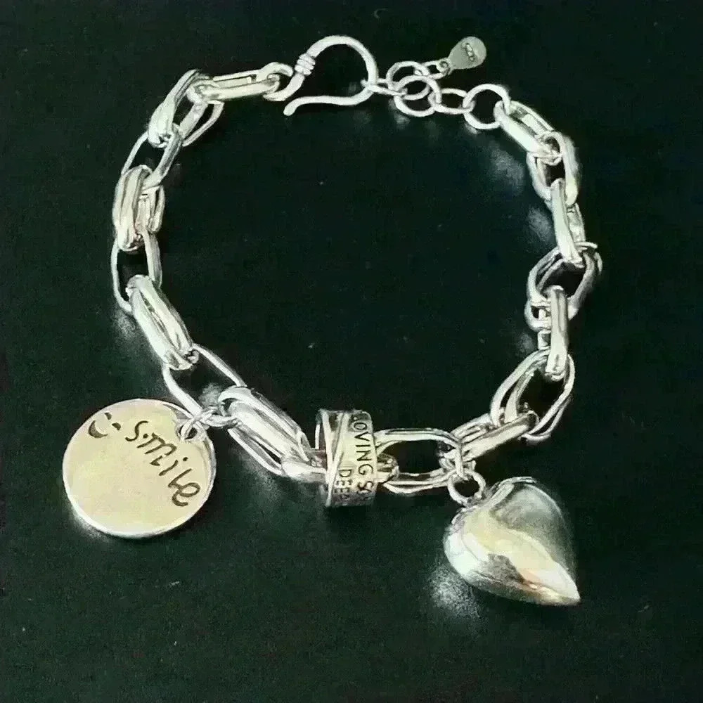 Chunky heart charm bracelet with smile charm 💞